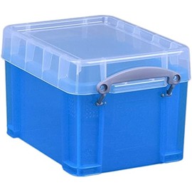 Really Useful Plastic Storage Box 3 Litre Transparent Bright Blue