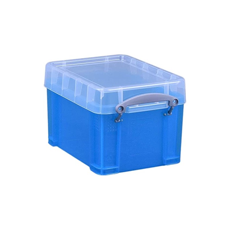 Really Useful Plastic Storage Box 3 Litre Transparent Bright Blue
