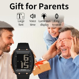 findtime Men's Watch Talking Seniors Digital Watch Easy to Read Big Face Wrist Watch Waterproof Sport Outdoor Fashion Electronic Elderly Wristwatch with LED Stopwatch Alarm Relojes para Hombres