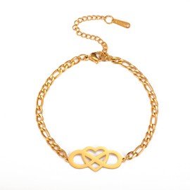 Infinity Bracelets for Women Men Stainless Steel Adjustable Dainty Infinity Heart Charm Bracelets Romantic Gift for Couple Bride (Gold)