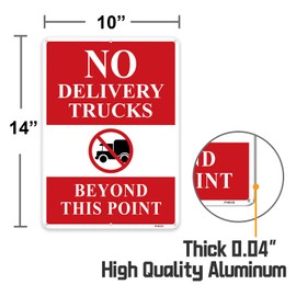 FHEGI 2-Pack No Delivery Trucks Beyond This Point Signs 10" x 14" No Trucks Warning Road Signs Metal Reflective Rust Free Aluminum, No Truck Signs, Waterproof Durable Ink Easy Mounting Outdoor Use