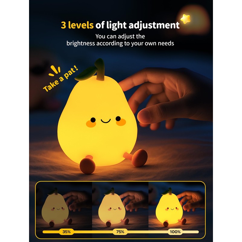 Tarinks Pear Night Light for Kids, Nursery Night Lights, Bedside