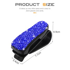 Flaconi Sunglasses Holder for Car,Sunglasses Clip for Car Visor,Sunglasses Holder Car,Car Sunglass Holder,Bling Crystal Diamond Auto Sunglasses Holder Mount,Fits Cars (Dark Blue)