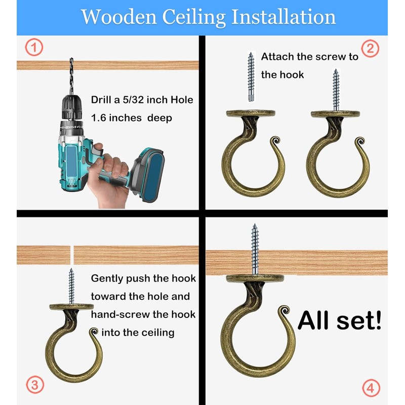 2 Inch Heavy Duty Ceiling Hook – Easy Installation Zinc