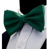 GUSLESON Mens Dark Green Wedding Bow tie Double Fold Pre-tied