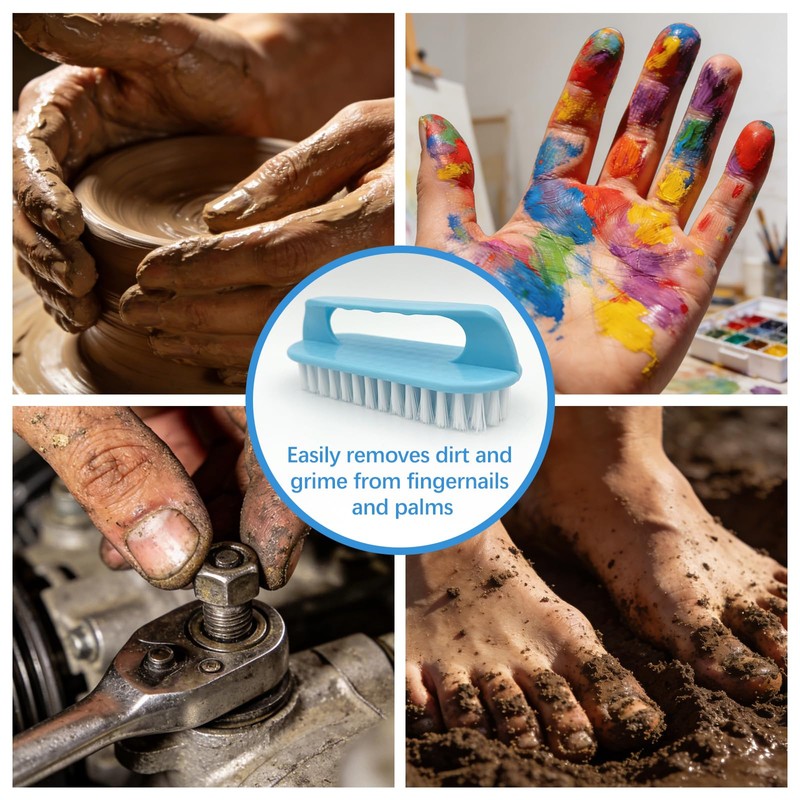 Large Perfect-Grip Hand & Nail Cleaning Brush with Four-Finger Handle,