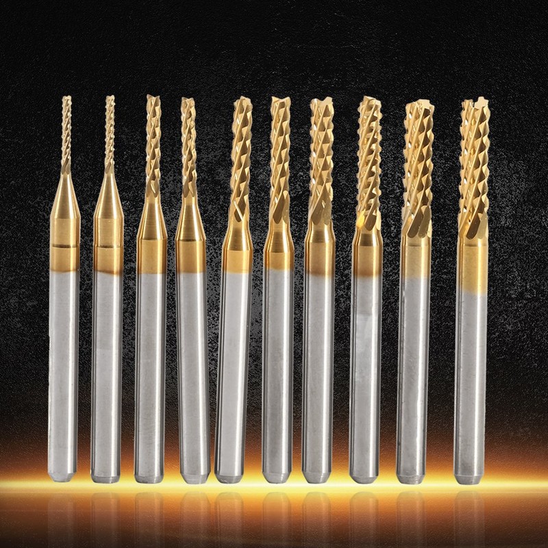 10pcs End Mill Cutter Drill Bits, Titanium Coated End Mill