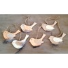 Set of 6 Pendants Birds with Feather Decorative Wooden Bird