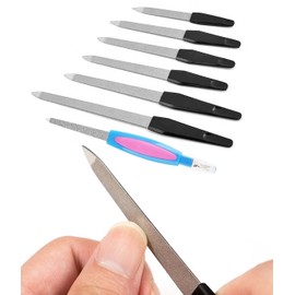Set of 7 Nail Files, 6 Sizes Double-Sided Nail Art File, 9.2/11.8/12.5/14.5/15.2/17.2 cm, Nail File with 16 cm, Cuticle Remover, Nail File for Gel Nails, Women Nail Studio