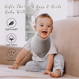 TAKUTA Baberos Bandana 10 Piezas, Baberos para Bebé, Algodón Puro, Altamente Absorbentes, Dentición y Babeo para Recién Nacidos, Niños y Niñas