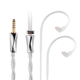 FAAEAL IEM Cable,Monocrystalline Copper Silver Plated Cable,QDC-C Pin in Ear Monitor Cords for K&Z ZS10 PRO ZSX ZSTX CCA CA16 etc Recessed 2pin 4.2ft 4.4mm