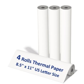 4 Rolls Thermal Paper 8.5 x 11 Inch, Thermal Printer Paper, US Letter Paper Size Printer Paper, A4 Paper Rolls for M08f M832 Inkless Printer, Paper for Printer (1 roll =27 Sheets/7.6m Long,Φ1.18")
