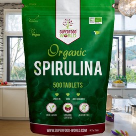 Organic Spirulina Tablets (500 X 500mg) Premium Quality Dietary Superfood | Natural Source of Vegan Protein, Iron & Vitamins | UK Certified Organic, Ideal for Sports Nutrition, Detox & Energy