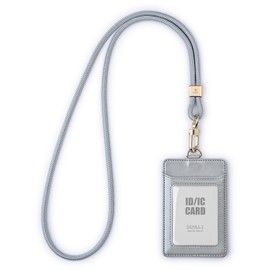 SENLLY ID Badge Holder with Lanyard, Nylon ID Lanyard and Cute Card Holder, 1 Clear ID Window and 2 Card Slots, for Women (Moonlit Quartz)