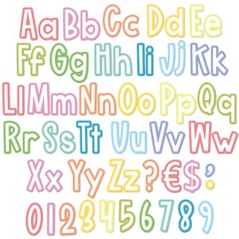 Mooliwe 134 Pcs Pastel 5 Inch Bulletin Board Letters for Classroom Pure Lines Alphabet Numbers Combo Set Cutouts Letter for Bulletin Board Display Chalkboard School Decor