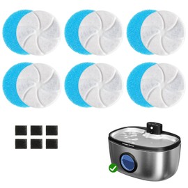 Keygarzone Cat Water Fountain Filter: Replacement for ZCW001, 6 Pack Pet Water Fountain and Pump Filters for Cats & Dogs, 5-Layer Activated Carbon Filters