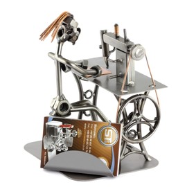 Steelman24 I Nuts and bolts sculpture Sewing Machine With Business Card Holder I Handmade ornaments I Made in Germany I I Metal figurine
