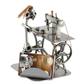 Steelman24 I Nuts and bolts sculpture Sewing Machine With Business Card Holder I Handmade ornaments I Made in Germany I I Metal figurine