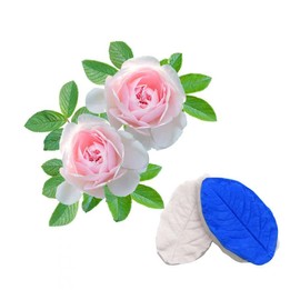 Moldes de hojas de pasta de goma, hoja de rosa, para fondant, molde de silicona, hoja de rosa, molde de arcilla para decoración de pasteles de boda, horneado (hoja pequeña de 1.3 x 2.2 x 0.5 pulgadas)