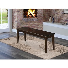 HomeStock Urban Upmarket Dining Bench 57" W x 15" D x 7.5" H, Solid Wood Bench in Rich Oak Finish, Stylish and Durable for Dining Room or Entryway
