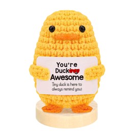 Heymirro Positive Emotional Support Crochet Duck Inspirational Gift for Women, Men, Graduation, Birthday, Friend, Teacher, Colleague, Inspirational Gifts(You're Awesome)
