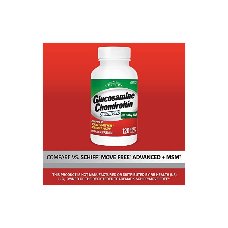 21st Century Glucosamine Chondroitin Advanced, plus 1500mg MSM, 120 Coated