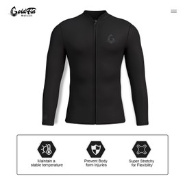 GoldFin Mens Wetsuit Top, 3mm Wetsuits Men Neoprene Jacket Long Sleeve Wet Suits for Water Sports Diving Surfing Kayaking Swimming