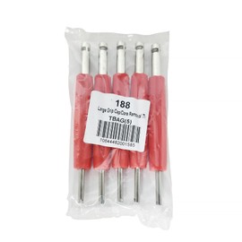 Rema Tip Top 5 Valve Core Removal Tools for Standard Valve Stem Cores and Metal Fork Type Valve Stem Caps - Red Handle Two in One Valve Core Removal Tools