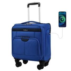 TIAWOLT 16 Inch Underseat Carry on Luggage With Wheels Weekender Overnight Business Travel Bag Suit cases Mini Suitcases with Wheels Under Seat Bag for Airlines,Blue
