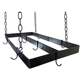Rogar Hammered Steel Rectangular Pot Rack with Centerbar