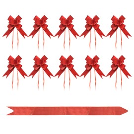 Dohia Pull Bows, Red Gift Bow Ribbon, Ribbon Pull Bows for Gift Wrapping, Bows for Christmas Wedding Birthday Party Decoration H6-MSHDJLH (Red)