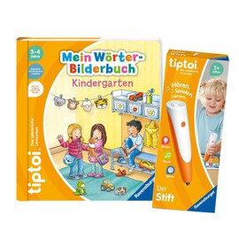tiptoi Ravensburger Set: My Words Picture Book | Nursery (Children's Book) + 00801 The Pen - with Recording Function + 1x Create Sticker