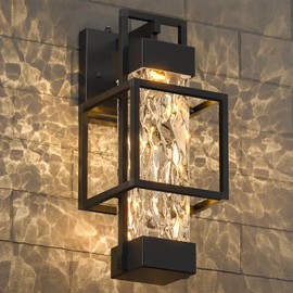 1 Pack Dusk to Dawn Outdoor Lighting Fixtures Wall Mount, Dimmable Exterior Front Porch Lights for Outside, Sensor Wall Lantern Lamps Waterproof, Black Sconce Coach Lights for House, Garage, Patio