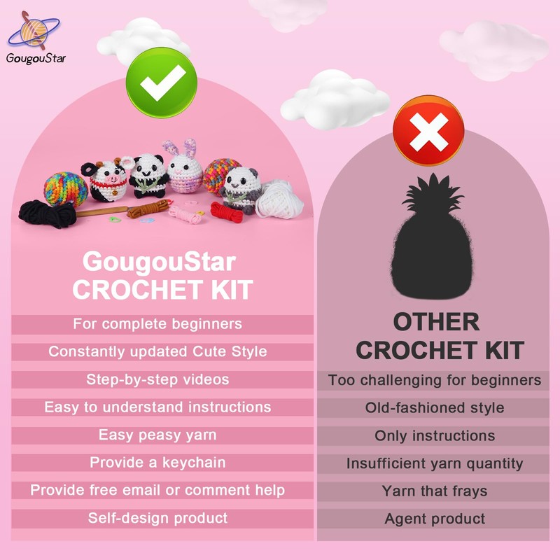 GougouStar Crochet Kit for Beginners - Amigurumi Two Eggs Crochet
