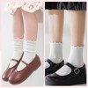 SI SEN Cotton Knitted Crew Socks, Knitted Socks with Ruffle