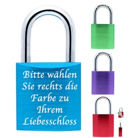 Love Goals Love Padlock with Engraving and 2 Keys, Individual, Perfect Gift, High Quality M059, Gift packaging, blue