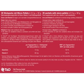 Iron 14 mg & Vitamin C 80 mg - 20 Stick Packs Microencapsulated - iC Direct - T&D Pharma