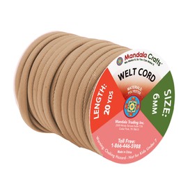 Mandala Crafts Tan Polyester Cotton Welting Cord for Upholstery Welt Cord Piping Rope Filler Sewing - 20 YDs ¼ Inch Cotton Piping Cord Welt Cording for Drapery Pillow Trimming