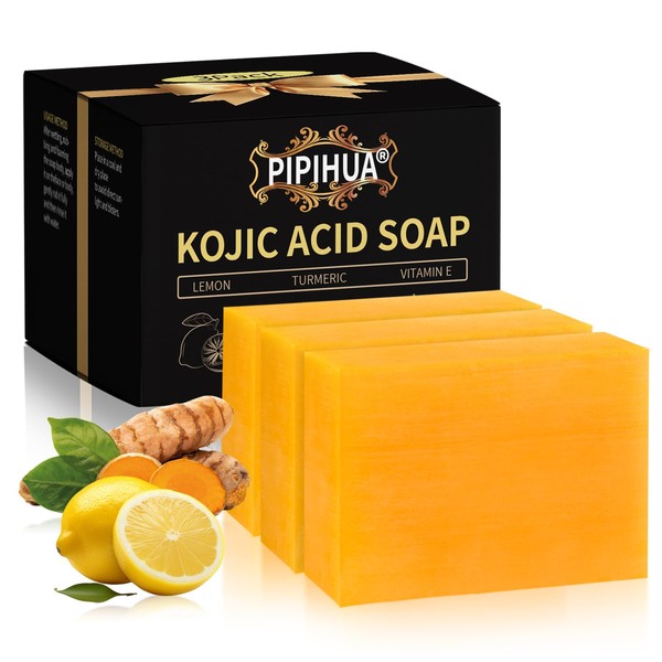 PIPIHUA Lemon Turmeric Kojic Acid Soap for Skin: Lemon Kojic
