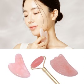 Rose Quartz Facial Massager for Jaw, Thighs, and Arms Gua Sha Roller Stone