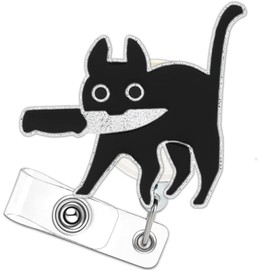 Cute CAT Badges Reels Funny Badge Holder Retractable Accessories ID Clip for Nursing Nurses Doctor Student Teacher Healthcare Medical Work Assistant MA CNA RN ER Office Gifts