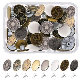 Mesee 80 Sets 17mm Jeans Buttons, 8 Style Pants Tack Buttons Metal Snap Button Fastener Replacement Kit for Jeans Denim Jackets DIY Repairing Fix