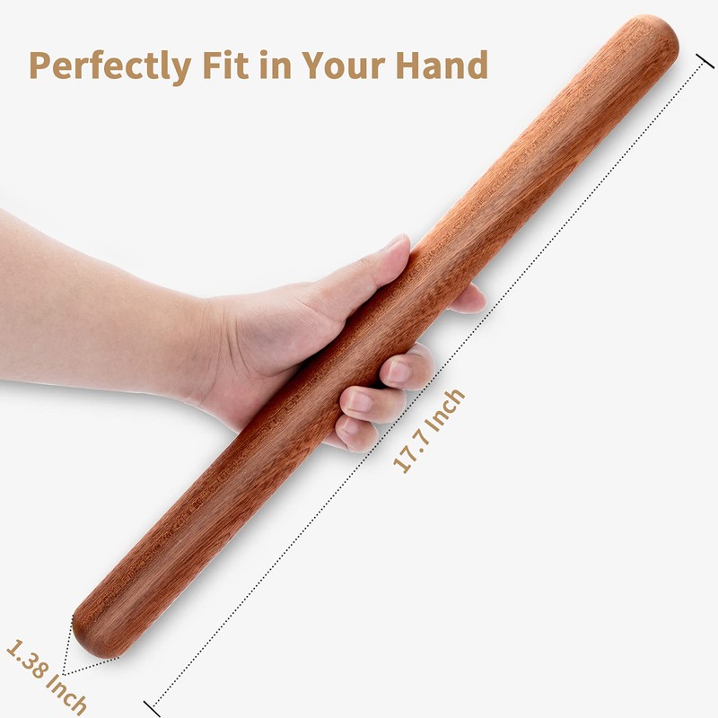 Aisoso French Rolling Pin, 17.7 Inches Wood Rolling Pin for