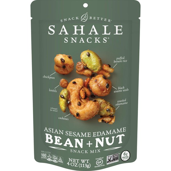 Sahale Snacks Asian Sesame Edamame Bean + Nut Snack Mix, 4 Ounces (Pack of 6)