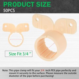 50 Pack 3/4 Inch Pipe Clamps Pex Clamp Bulk Pipe Supports Suspension Clamp Tool for Pex, Copper, Cpvc Pipe (Butterfly Style)