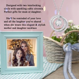 YBISNAIRE Mum Gifts, Silver Circles Necklaces for Women, Mama Necklace, Daughter Birthday Gifts from Mum, Mothers Day Mom Jewelry Gift From Daughter for Her Christmas Stuffers St Patrick's Day Easter