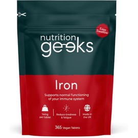 Iron Tablets High Strength 14mg - 365 Tablets, 12 Months Supply - Vegan Iron Supplements for Women and Men - Ferrous Fumarate Energy Tablets, Reduces Tiredness and Fatigue - UK Made Iron Vitamin