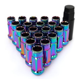 SOROPARTS Lug Nuts M12x1.5 Open End Wheel Nuts,Taper Acorn Seat, Forged Locknut Racing Nut 20 Set 2 Pieces Total 22 Pieces and 1 Nut Socket Key (Multicolored M12 x P1.5)