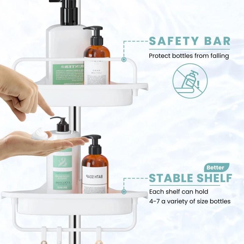 Unbranded Rustproof Telescopic Pole Rack No Drilling Adjustable Height 4