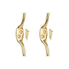 Brass Cleat Hooks Roman Blind Tie Back Brass Cord Hooks Washing Line Tie Downs Curtain Blind Cleat Hook Pack of 4.